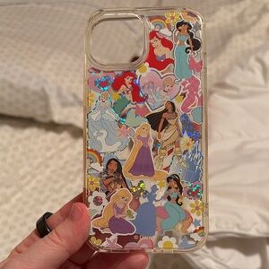 Disney Multicolor Princess Sticker Clear iPhone 15 Case